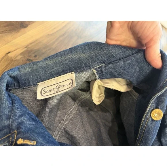 Vintage 80s Denim Jacket Rope Trim Gold Buttons Oversized Western - Picture 11 of 12